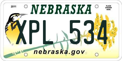 NE license plate XPL534