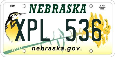 NE license plate XPL536