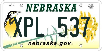 NE license plate XPL537