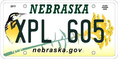 NE license plate XPL605