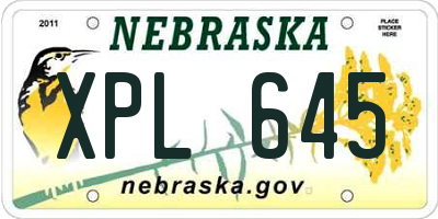 NE license plate XPL645