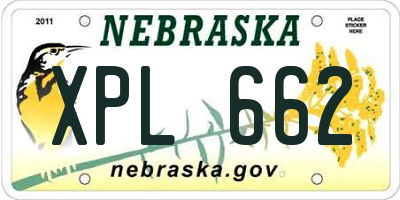 NE license plate XPL662