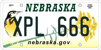 NE license plate XPL666