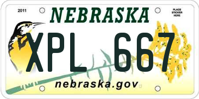 NE license plate XPL667