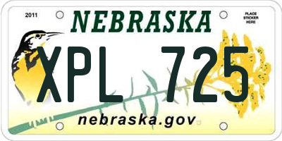 NE license plate XPL725