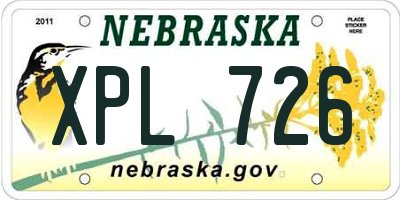 NE license plate XPL726