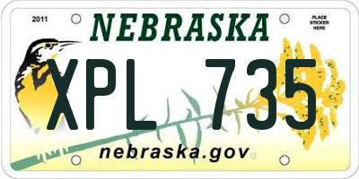 NE license plate XPL735