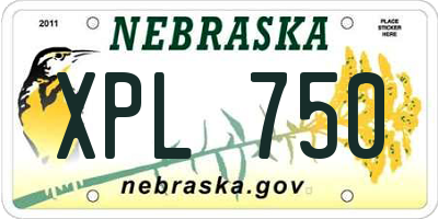 NE license plate XPL750