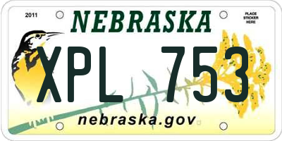 NE license plate XPL753