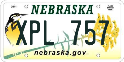 NE license plate XPL757