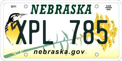 NE license plate XPL785