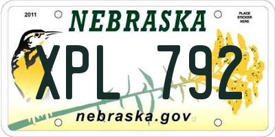 NE license plate XPL792