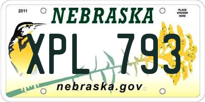 NE license plate XPL793
