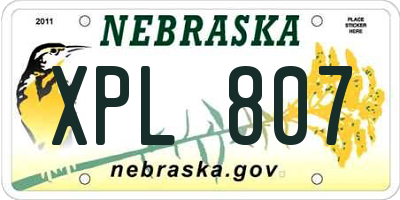 NE license plate XPL807