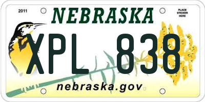 NE license plate XPL838