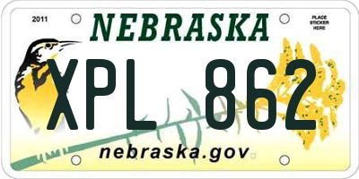 NE license plate XPL862