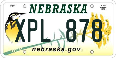 NE license plate XPL878