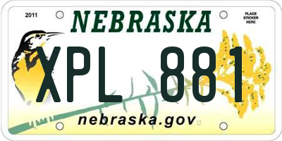 NE license plate XPL881