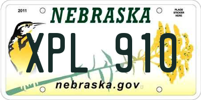 NE license plate XPL910