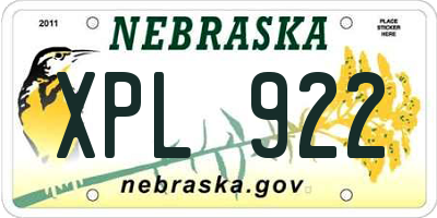 NE license plate XPL922