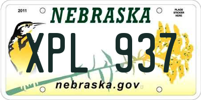 NE license plate XPL937