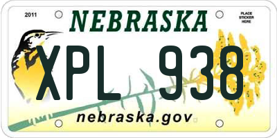 NE license plate XPL938