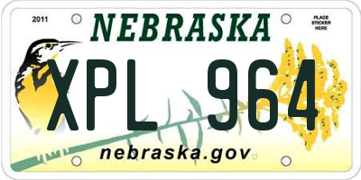 NE license plate XPL964