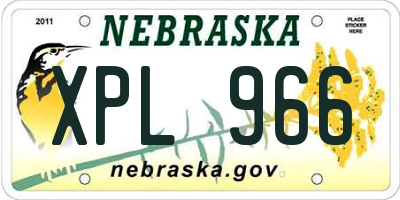 NE license plate XPL966