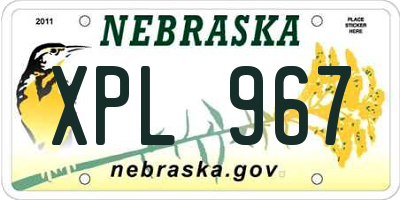 NE license plate XPL967