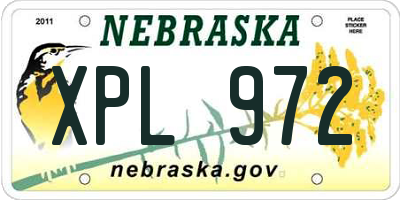 NE license plate XPL972