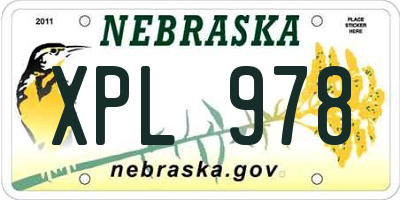 NE license plate XPL978