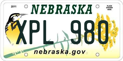 NE license plate XPL980