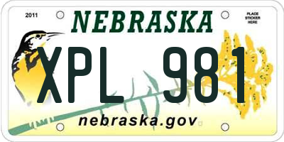 NE license plate XPL981