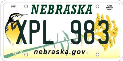 NE license plate XPL983