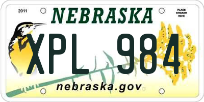 NE license plate XPL984