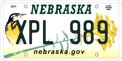 NE license plate XPL989