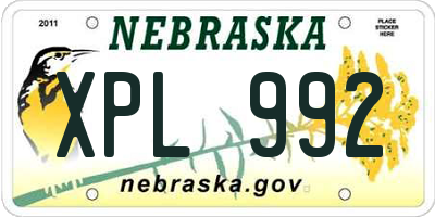 NE license plate XPL992