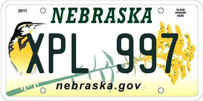 NE license plate XPL997