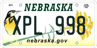 NE license plate XPL998