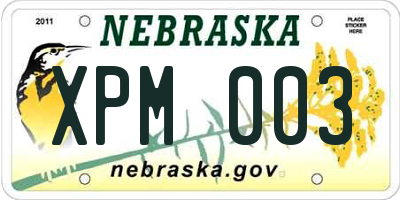 NE license plate XPM003