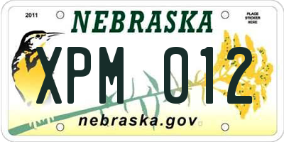 NE license plate XPM012