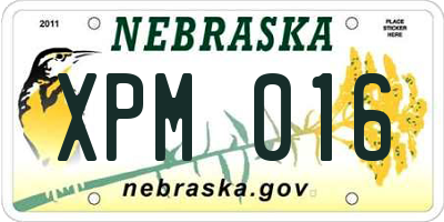 NE license plate XPM016