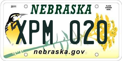 NE license plate XPM020