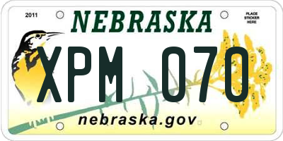 NE license plate XPM070
