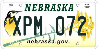 NE license plate XPM072
