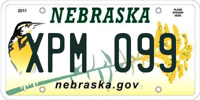 NE license plate XPM099