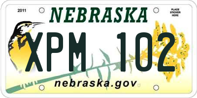 NE license plate XPM102