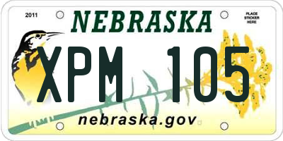 NE license plate XPM105