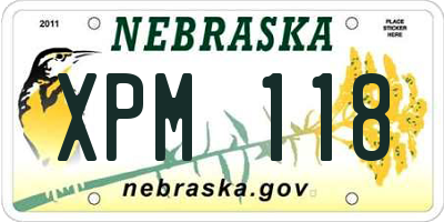 NE license plate XPM118