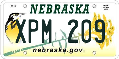 NE license plate XPM209